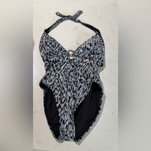 Michael Kors Frozen Chain-Ring Halter Swimsuit Size 10